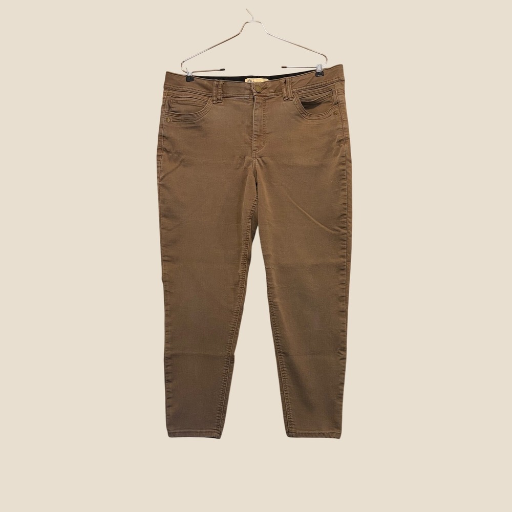 Democracy "Ab Technology" Pants Women 16 Brown Slim Ankle Stretch Academic